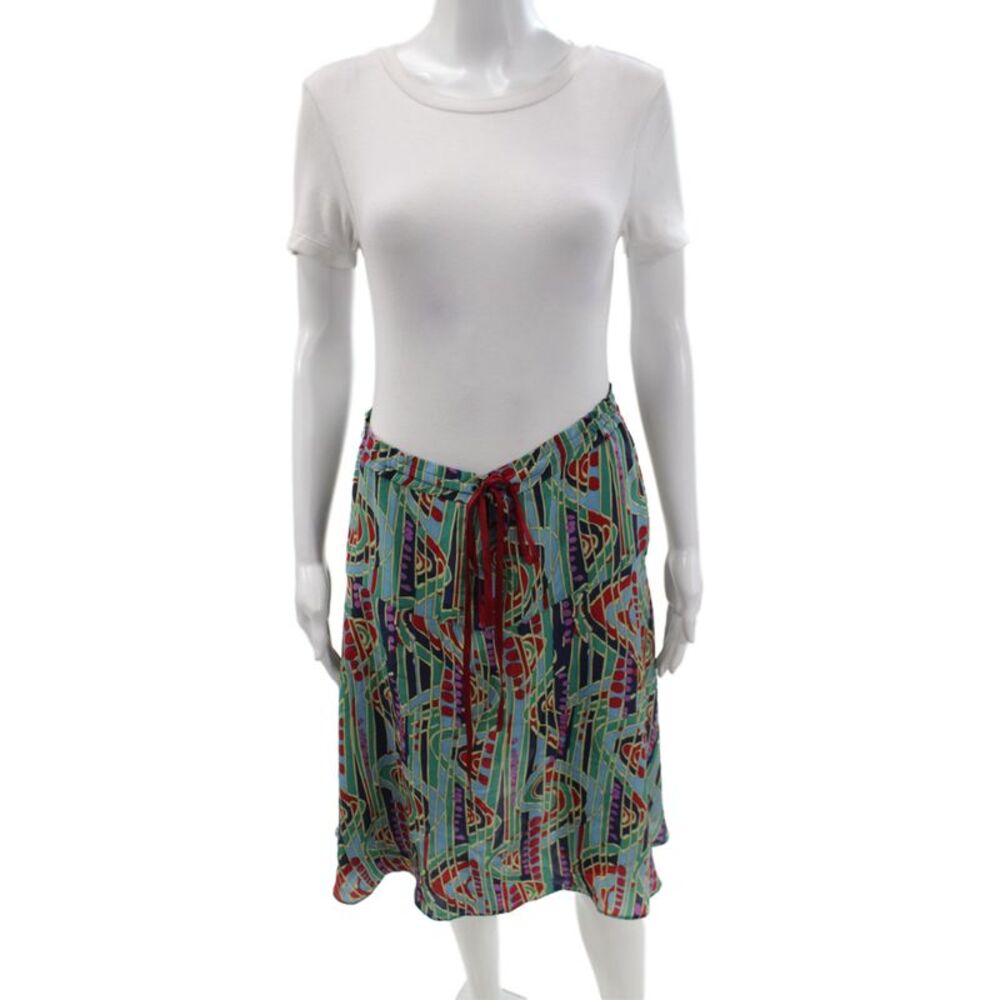 Marc Jacobs Women Multi Color Geometric Silk Wrap Skirt Knee Length Size S